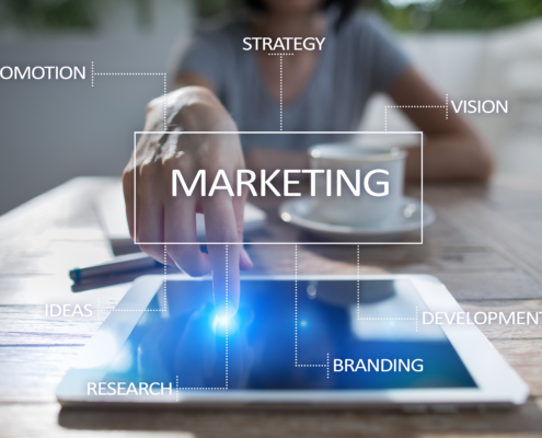 Marketing business concept on the virtual screen