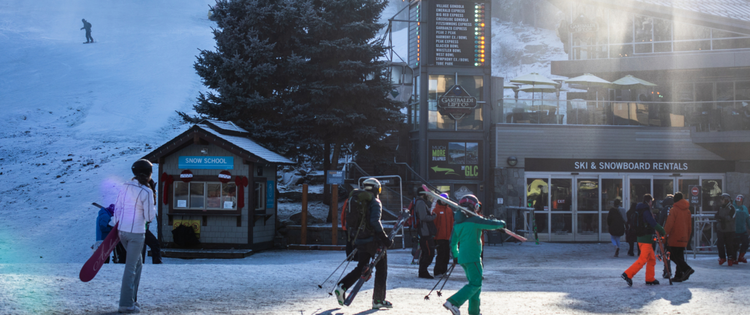 The base of Whistler Mountain with thin snow