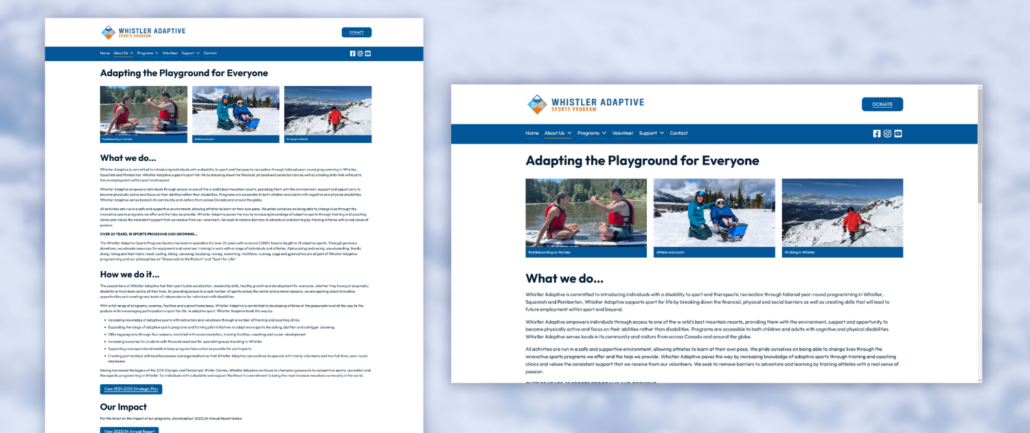 A preview of the Whistler Adaptive's Accessible Web Design on it's About Us page